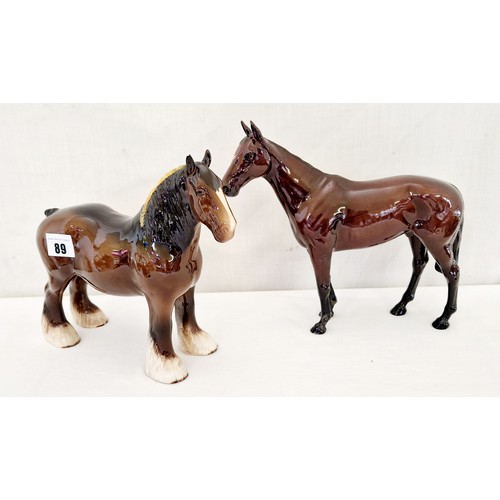 89 - Collection of 8 Beswick gloss figurines incl. horses, dog, spaniel (chipped ear to Shire horse and r... 