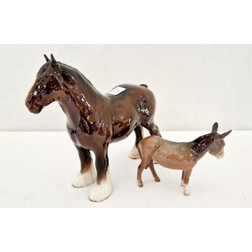 90 - Beswick gloss shire horse and donkey