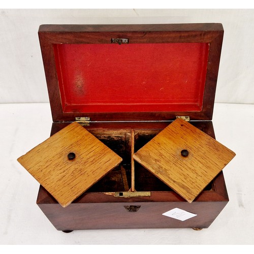 122 - Victorian mahogany sarcophagus tea caddy (various damage)