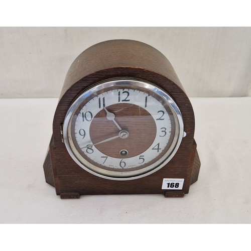 168 - Art Deco oak cased mantel clock