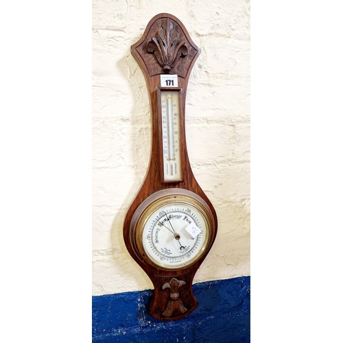 171 - Oak cased aneroid barometer