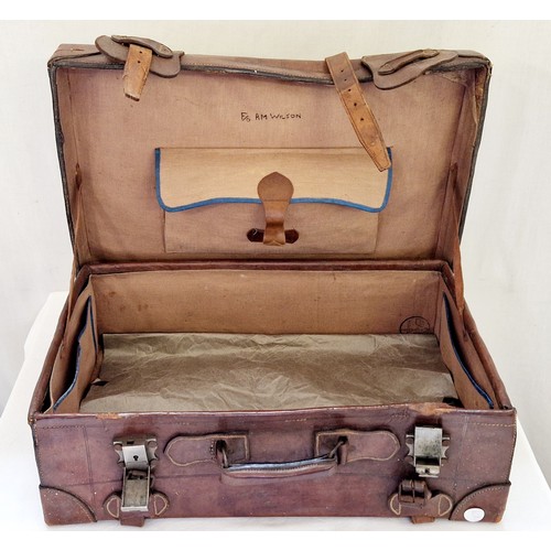 172 - Vintage leather boxed suitcase