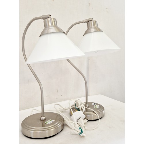 194 - Pair of steel pedestal bedside lamps