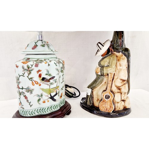 202 - Two pottery and ceramic based table lamps