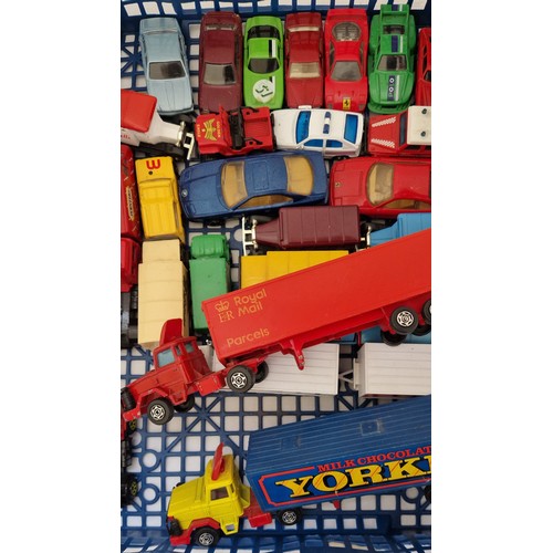 220 - Two crates of Matchbox and other play worn toy vehicles