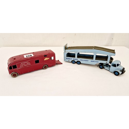 229 - Vintage Dinky Supertoys Express Horse Box, Pullmore Car Transporter (damaged bogey)