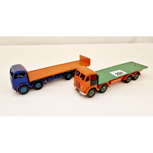 231 - Two vintage Dinky Supertoys, Foden flat bed lorries