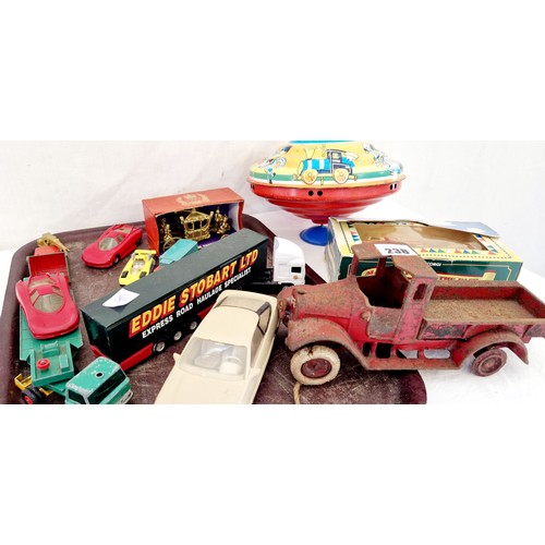 238 - Various vintage and other toys and models incl. cast metal pick-up truck, Matchbox flatbed lorry, Ch... 