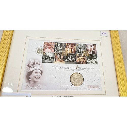 247 - Royal mint limited edition framed coin cover and coin for QEII coronation 2003 and box of Kings and ... 