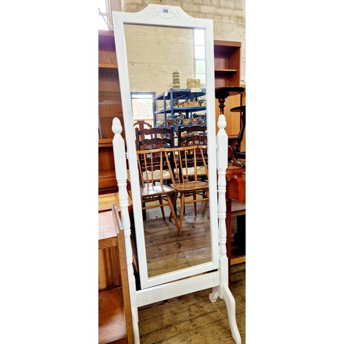 270 - Modern white framed cheval mirror