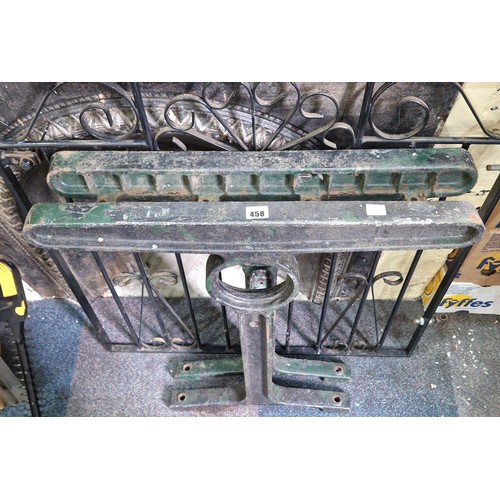 458 - Pair of cast iron table legs and wrought iron gate