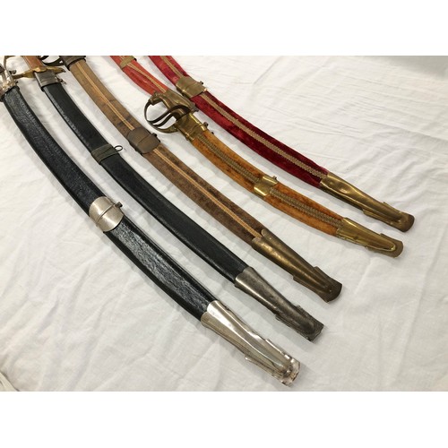 145 - Group of six swords and knives incl. four Indian replica items - 2 swords and 2 knives all in velvet... 