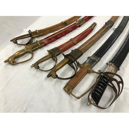 145 - Group of six swords and knives incl. four Indian replica items - 2 swords and 2 knives all in velvet... 