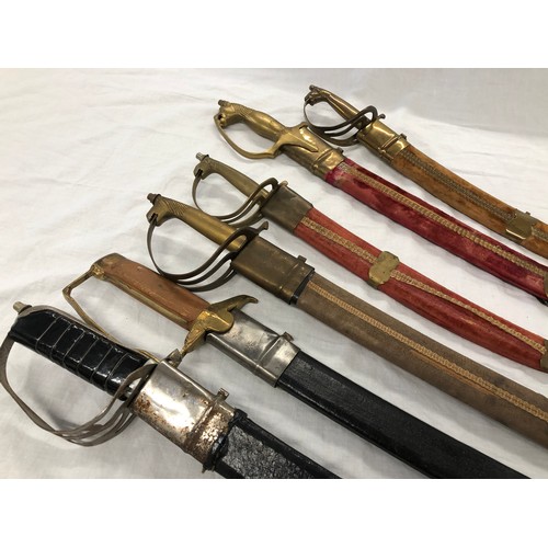 145 - Group of six swords and knives incl. four Indian replica items - 2 swords and 2 knives all in velvet... 