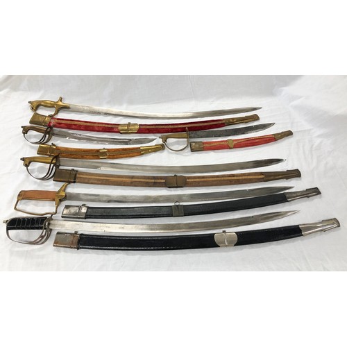 145 - Group of six swords and knives incl. four Indian replica items - 2 swords and 2 knives all in velvet... 