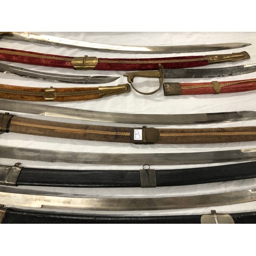 145 - Group of six swords and knives incl. four Indian replica items - 2 swords and 2 knives all in velvet... 