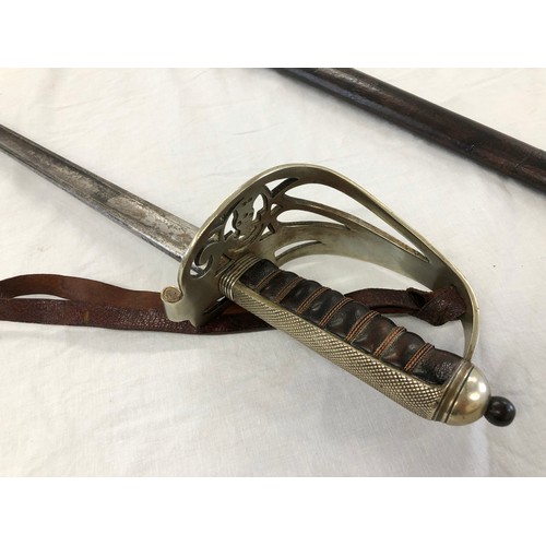 153 - An 1895 Pattern Light Infantry Officers sword with leather covered grip and sword knot, GVR cypher t... 