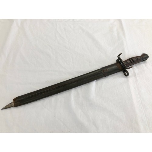 163 - A US 1917 Remington bayonet and stamped scabbard (point end missing)