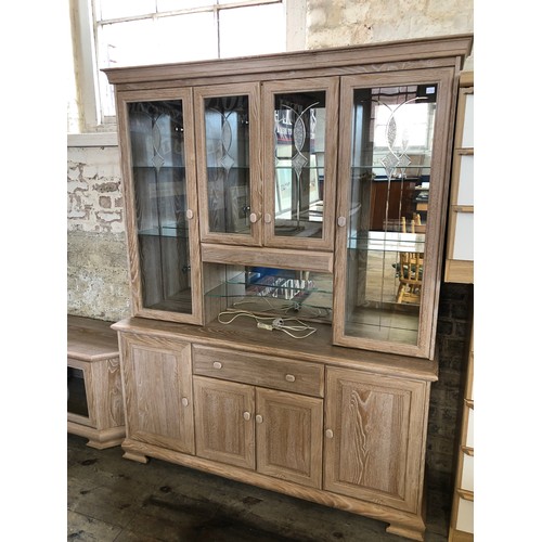 367 - Modern limed oak suite comprising wall unit and television stand