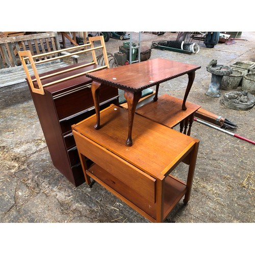 422 - Various furniture incl. teak tea trolley, occasional tables etc