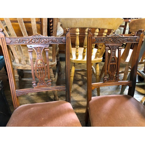 329 - Pair of Edwardian pierced splat back mahogany bedroom chairs