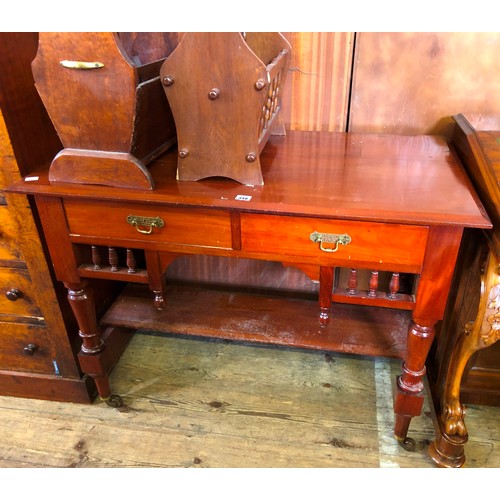 348 - Edwardian mahogany rectangular writing table with two frieze drawers