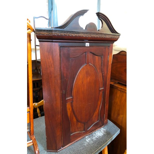 351 - Early 20th century mahogany wall mounted corner cupboard