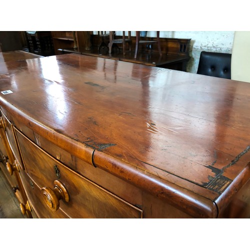 356 - Victorian mahogany bow fronted chest of 2 over 3 drawers with barley twist supports (various raised ... 