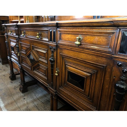 376 - Mid century Waring & Gillow oak sideboard with three frieze drawers over cupboards with fitted inter... 