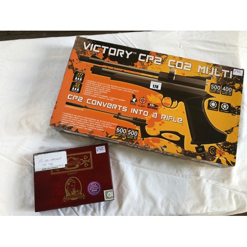 178 - Boxed Victory CP2 C02 Mijlti air pistol which converts to a rifle, plus a box of 10 C02 capsules