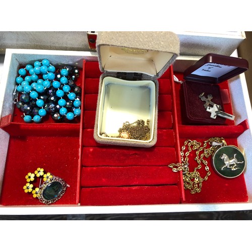 184 - Two boxes of costume jewellery incl. a cameo with 9ct mount and 9ct chain