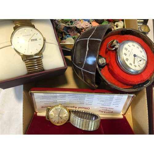 196 - Cased Rotary gents wrist watches, Coronation tin of buttons etc