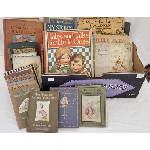 9 - Two boxes of children's vintage books incl. Beatrix Potter, Teddy Tales etc