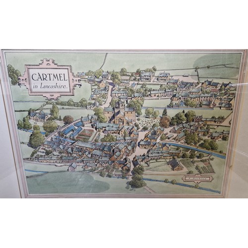 18 - Coloured town plan of Cartmel by S. Buckley