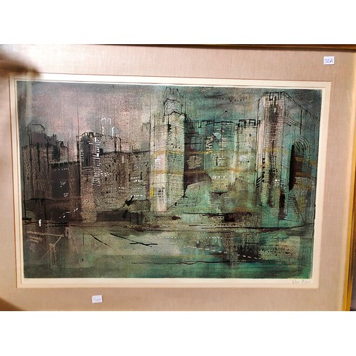 32A - John Piper (1903-1992), lithograph Caernarfon Castle, limited edition print 27/70 signed in pencil o... 