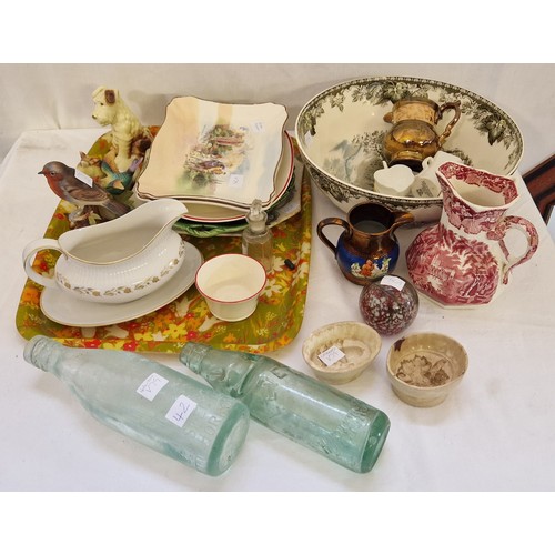 42 - Various ceramic and glassware incl. Mason's Vista jug, Sylvac figurines, Wedgwood stoneware moulds, ... 