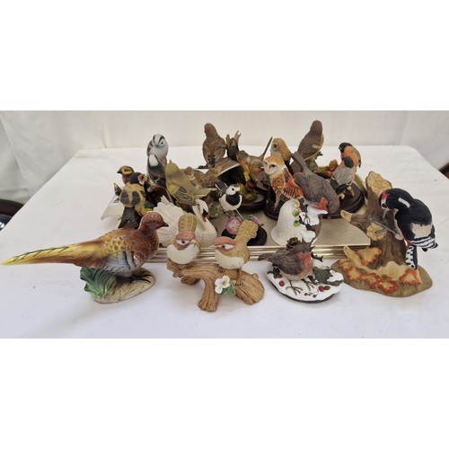 47 - Collection of ceramic bird figurines, predominantly bisque