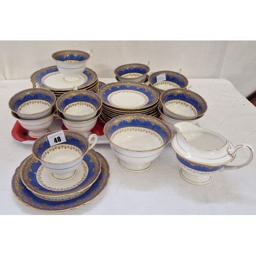 48 - Shelley blue and gilt teaware