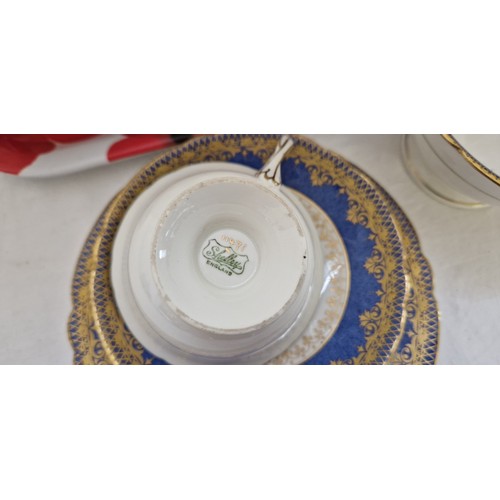 48 - Shelley blue and gilt teaware