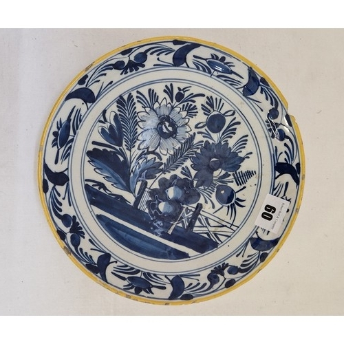 60 - Delft blue and white floral bowl