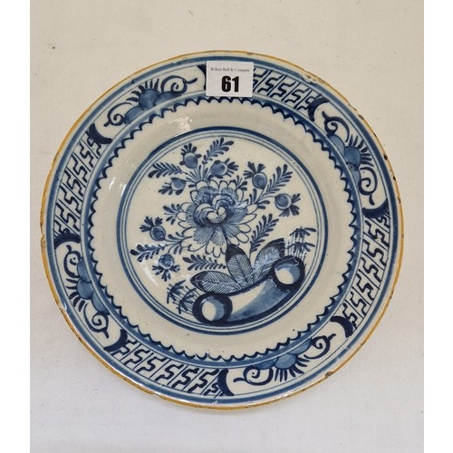 61 - Delft blue and white floral bowl