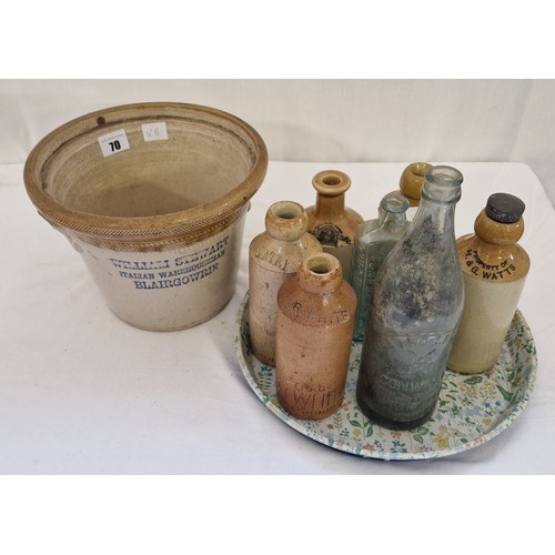 70 - Various glass and stoneware bottles and jars incl. R White, W Conway Ltd Cleethorpes