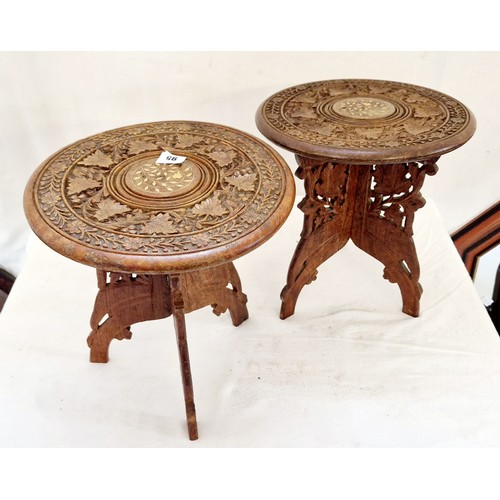 95 - Two small Indian carved folding tables