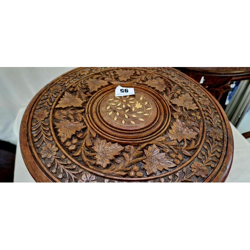 95 - Two small Indian carved folding tables