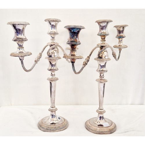 110 - Pair of EPNS three branch candelabras