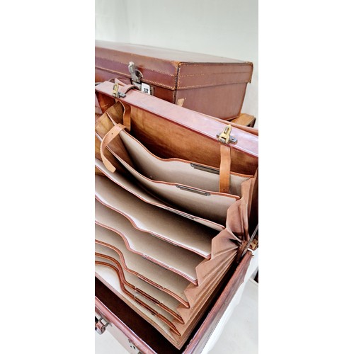 112 - Five various cases - vintage leather box satchel case, suitcases etc