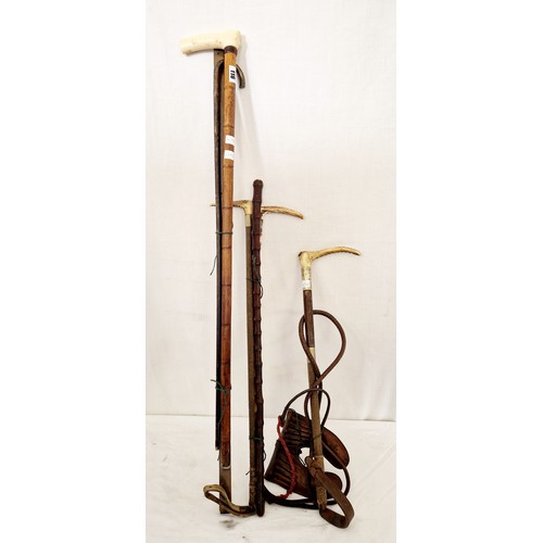 116 - Walking sticks and antler handled riding crop