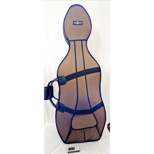 140 - 44C100 Full size cello with bow, rosin and electric tuner in a Gear4Music travel case