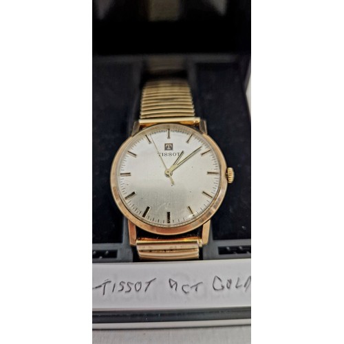 202 - Tissot gents 9ct gold wrist watch