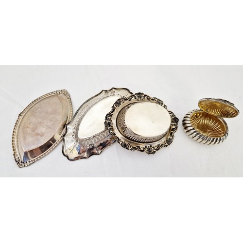 220 - Four items of silver table and dressing table ware, comprising a Birmingham 1950 oval pin/trinket tr... 